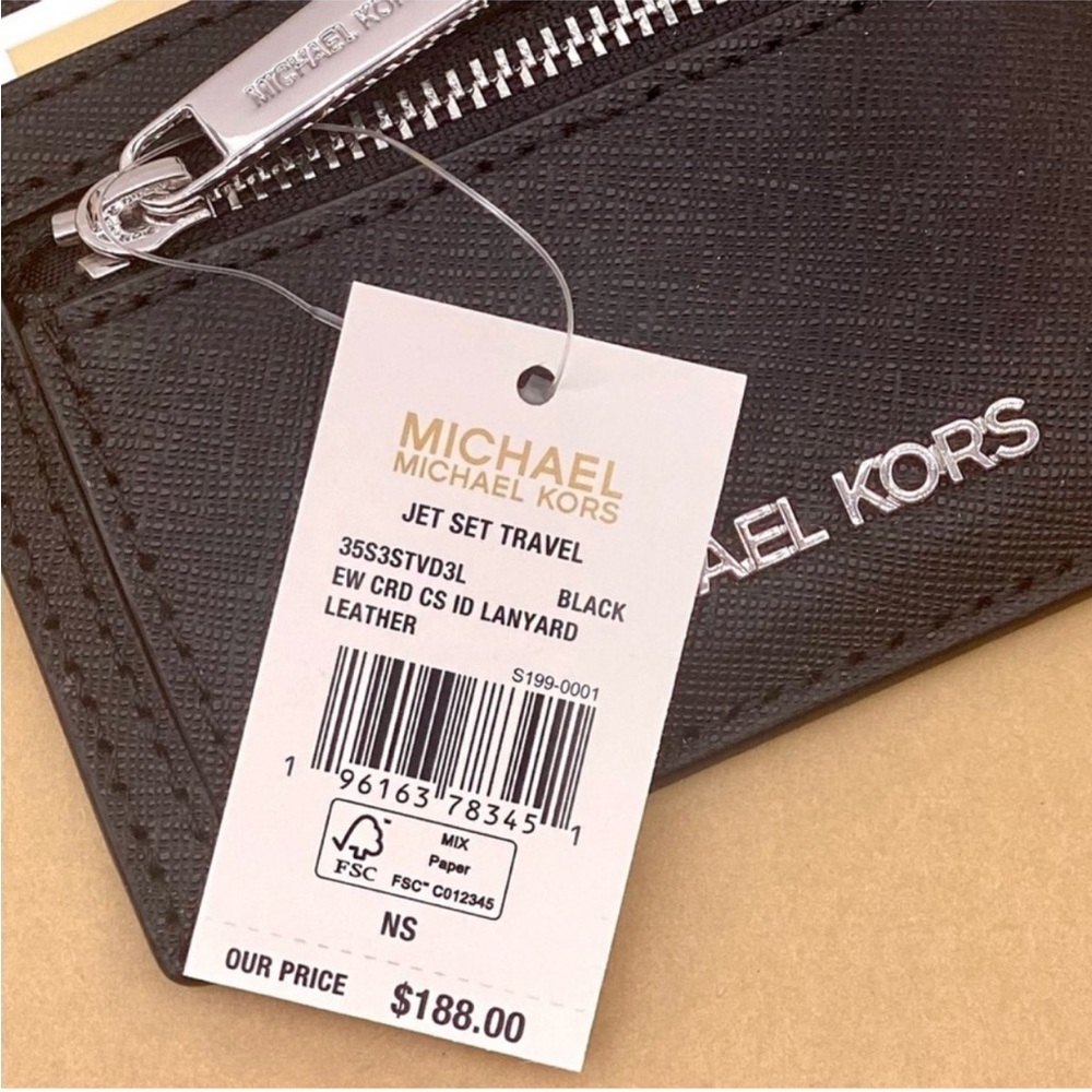 Michael Kors Black Card Wallet Lanyard - Picture 8 of 9